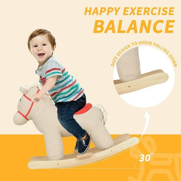 Kids Rocking Horse, Wooden Rocking Horse - White - Picture 4 of 6